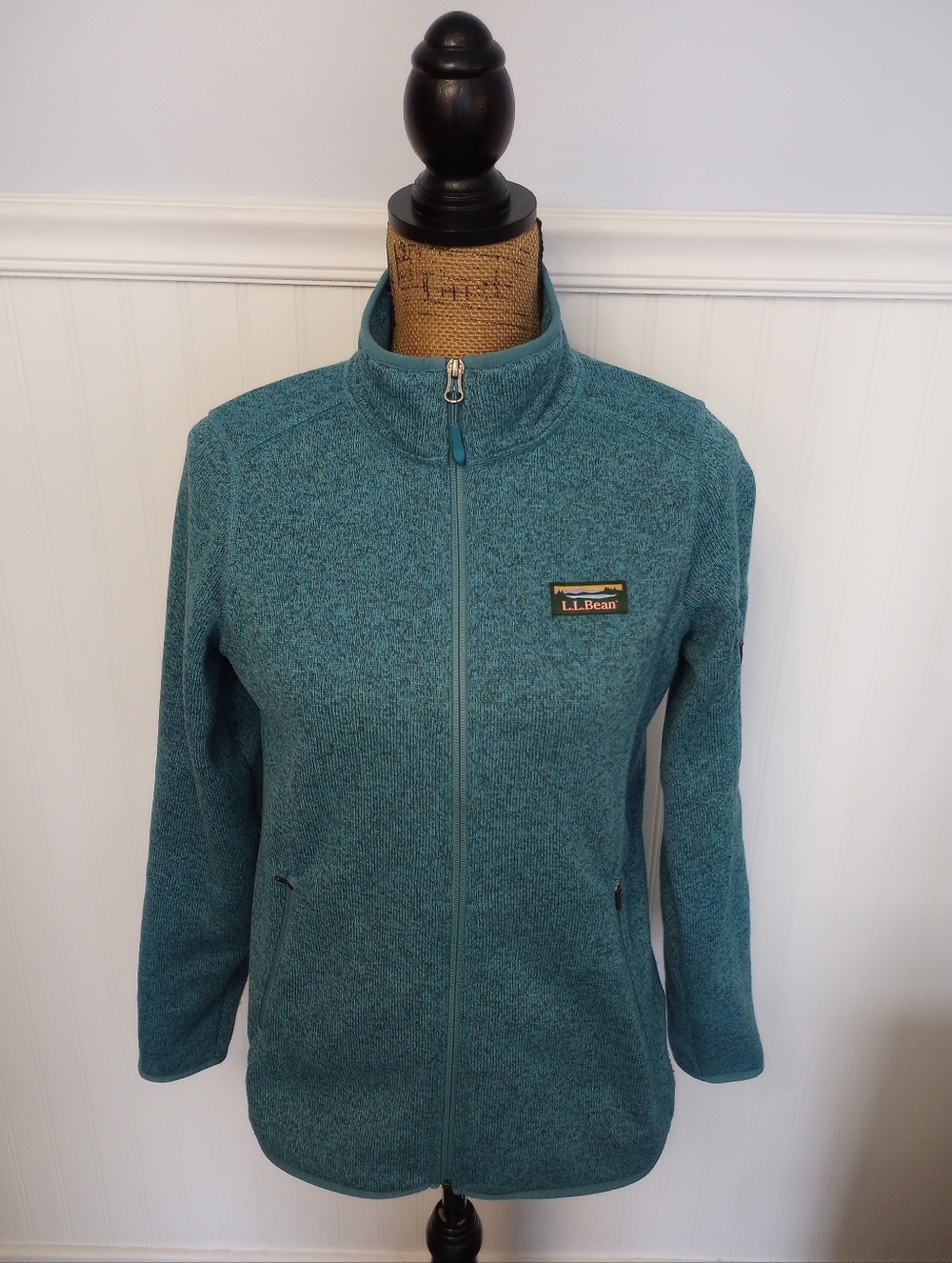 LL Bean Womens Sweater Fleece Jacket Teal Size Small Full Zip Outdoor Hiking